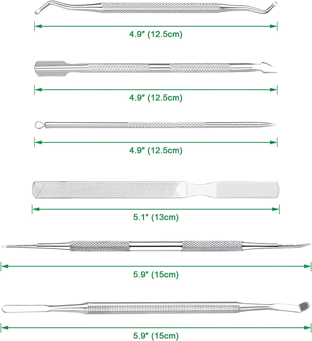 6-Pack Ingrown Toenail File and Lifters, Professional Surgical Stainless Steel Ingrown Toenail Removal Tool Kit, Manicure Treatment Pedicure Tools for Feet Under Nail Cleaner Correction Polish Pain