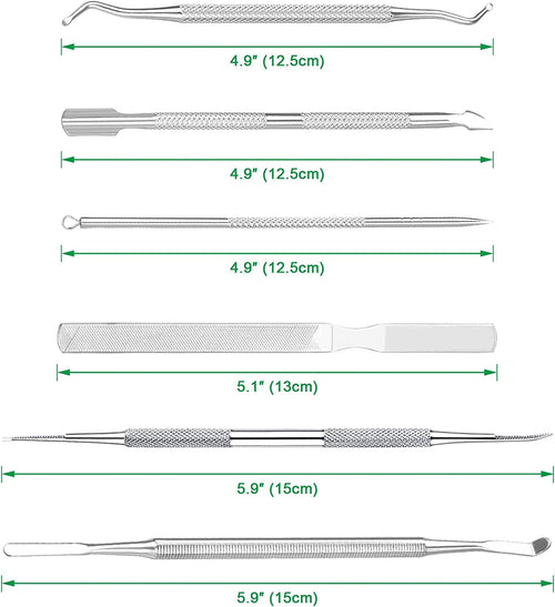 6-Pack Ingrown Toenail File and Lifters, Professional Surgical Stainless Steel Ingrown Toenail Removal Tool Kit, Manicure Treatment Pedicure Tools for Feet Under Nail Cleaner Correction Polish Pain