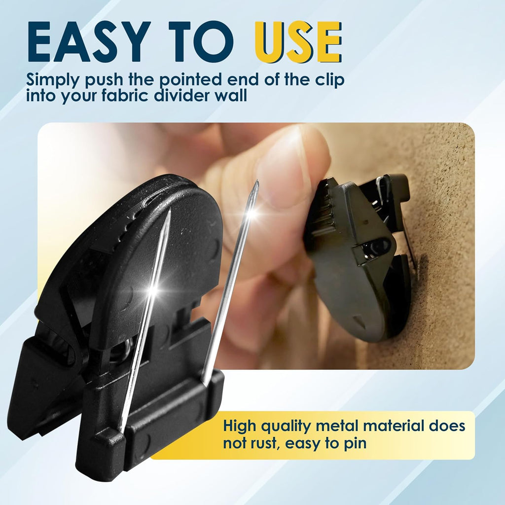 Cubicle Clips for Fabric Walls Panels for Notes, Photos (Pack of 50) | Strong Hold Office Partition Hooks – Workspace Organization Accessories